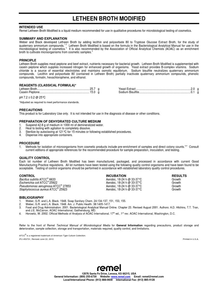 Letheen Broth Modified | PDF