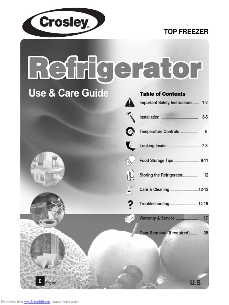 CROSLEYREFRIGERATORcrd2121nw PDF Refrigerator Food Storage