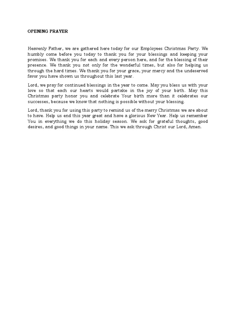 Opening Prayer | PDF | Cooking, Food & Wine | Self-Improvement