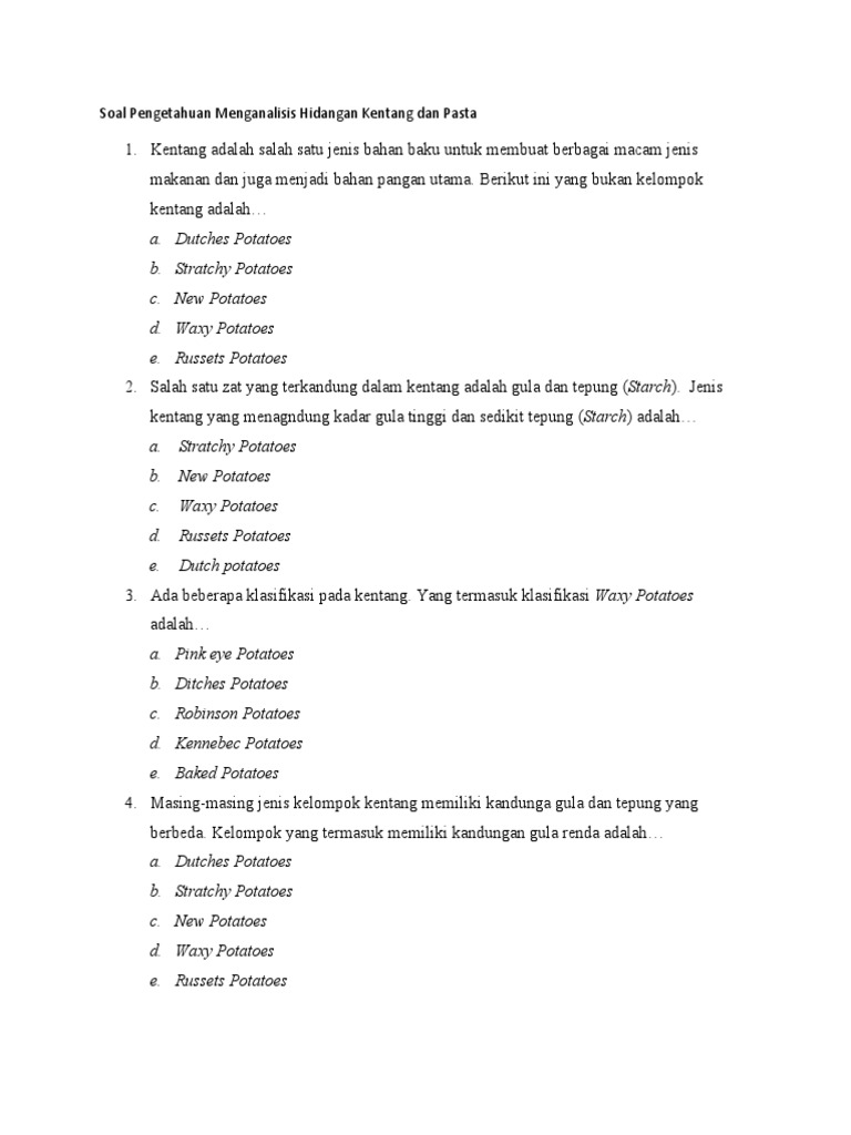 Soal Kentang Dan Pasta PDF