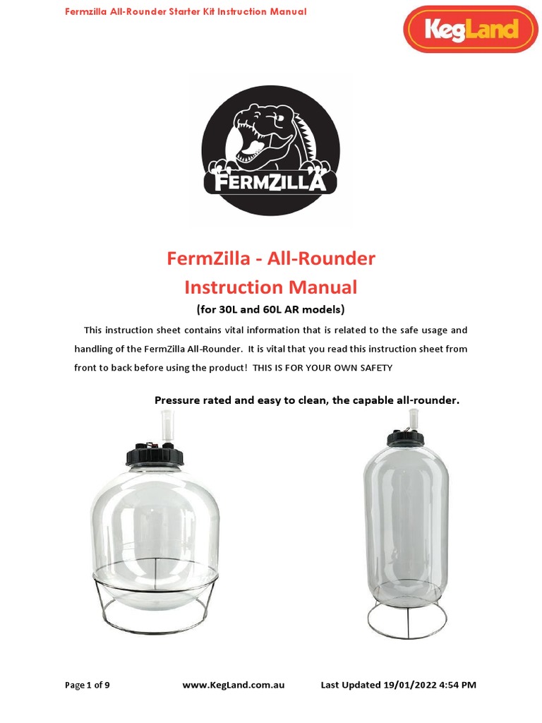 Fermzilla AllRounder Instruction Manual PDF Brewing Valve