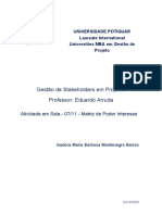Gestão de Stakeholders - Atividade Matriz Interesse - Isadora Barbosa