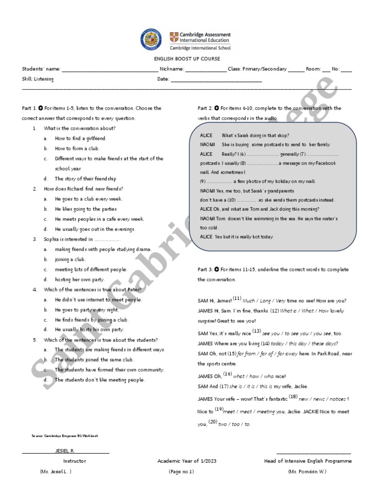 English Boost Course Questionnaire PDF