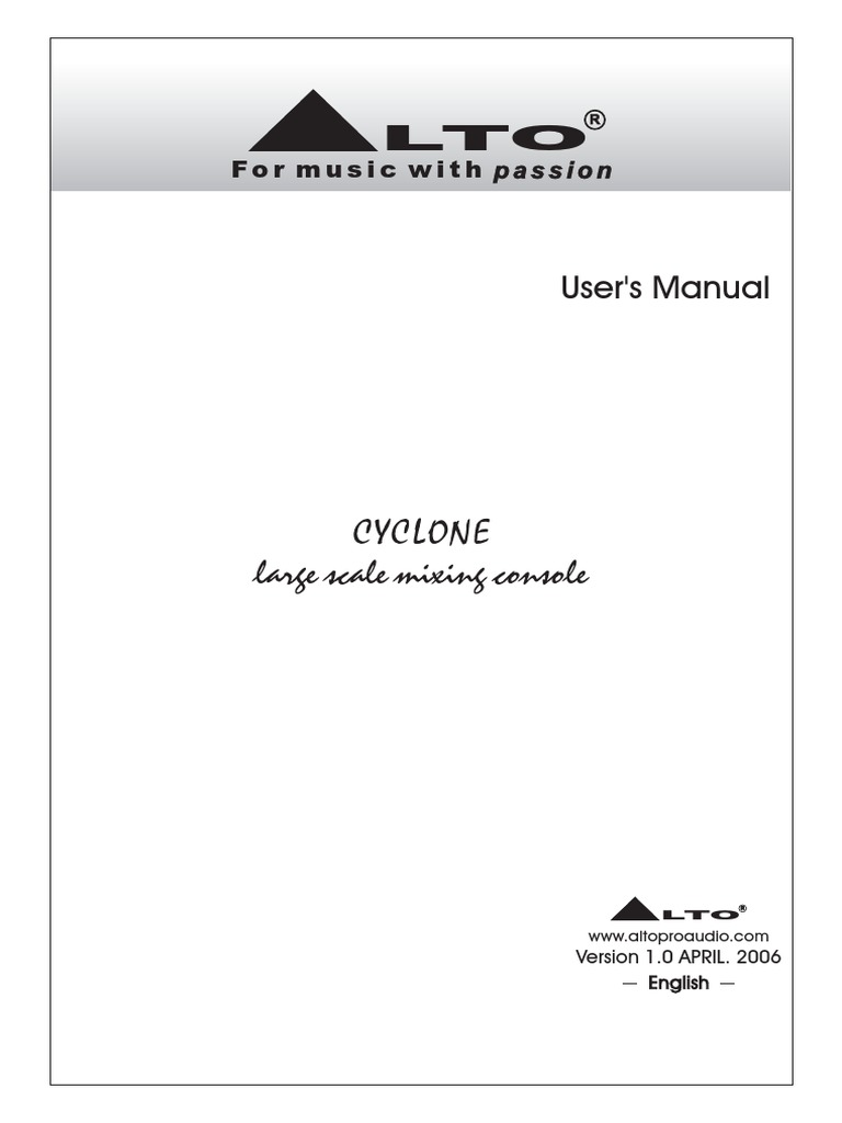 ALto Cyclone 160 240 320 User Manual | PDF | Power Supply | Sound ...