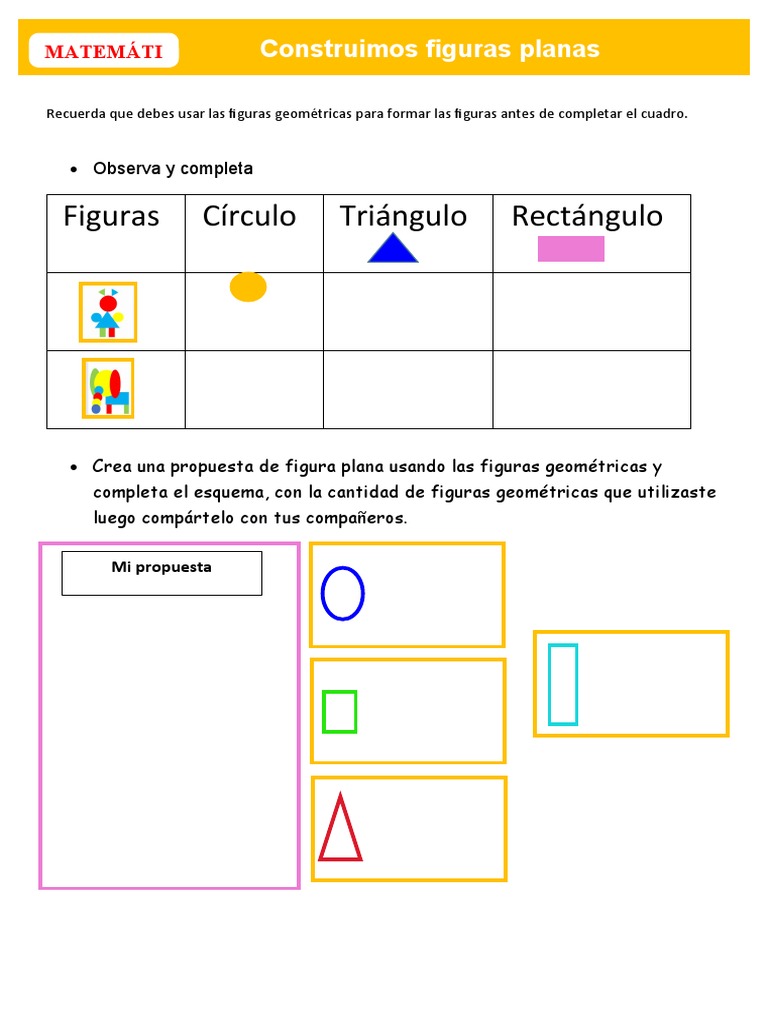 D4 A1 Ficha Mat. Construimos Figuras Planas | PDF | Hogar, jardinería y ...