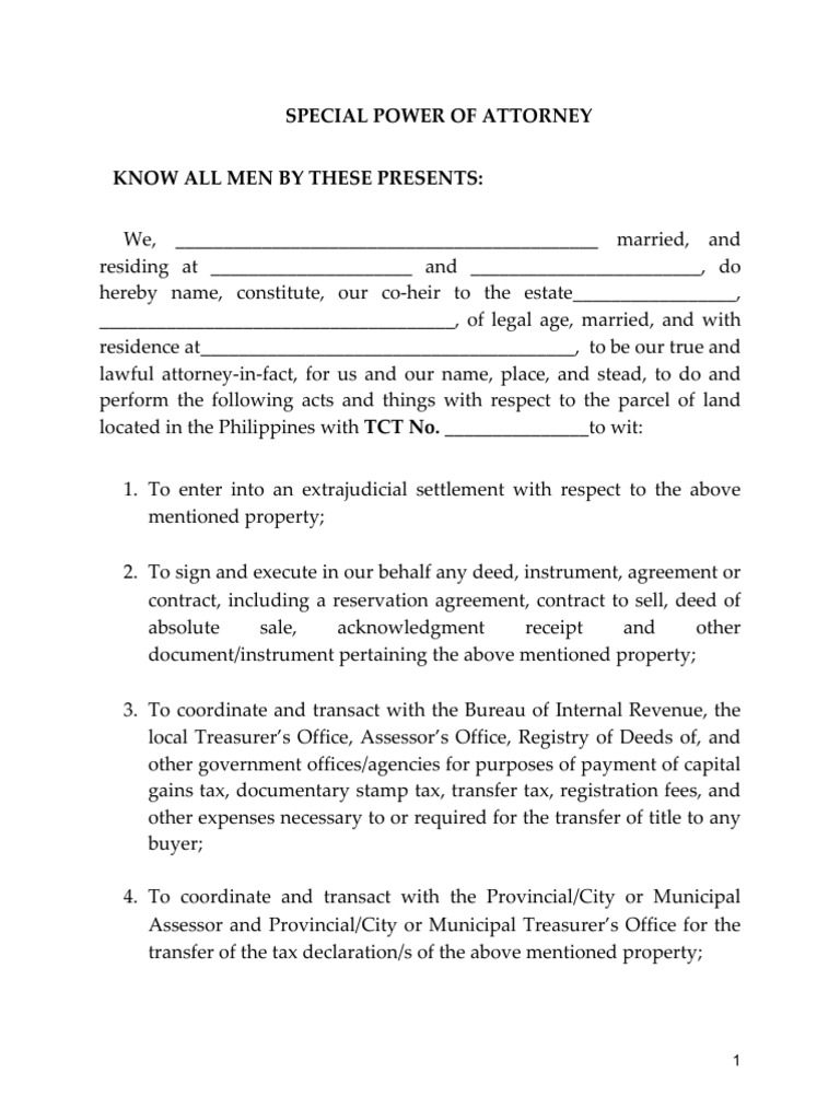 Spa Property PDF Power Of Attorney Taxes