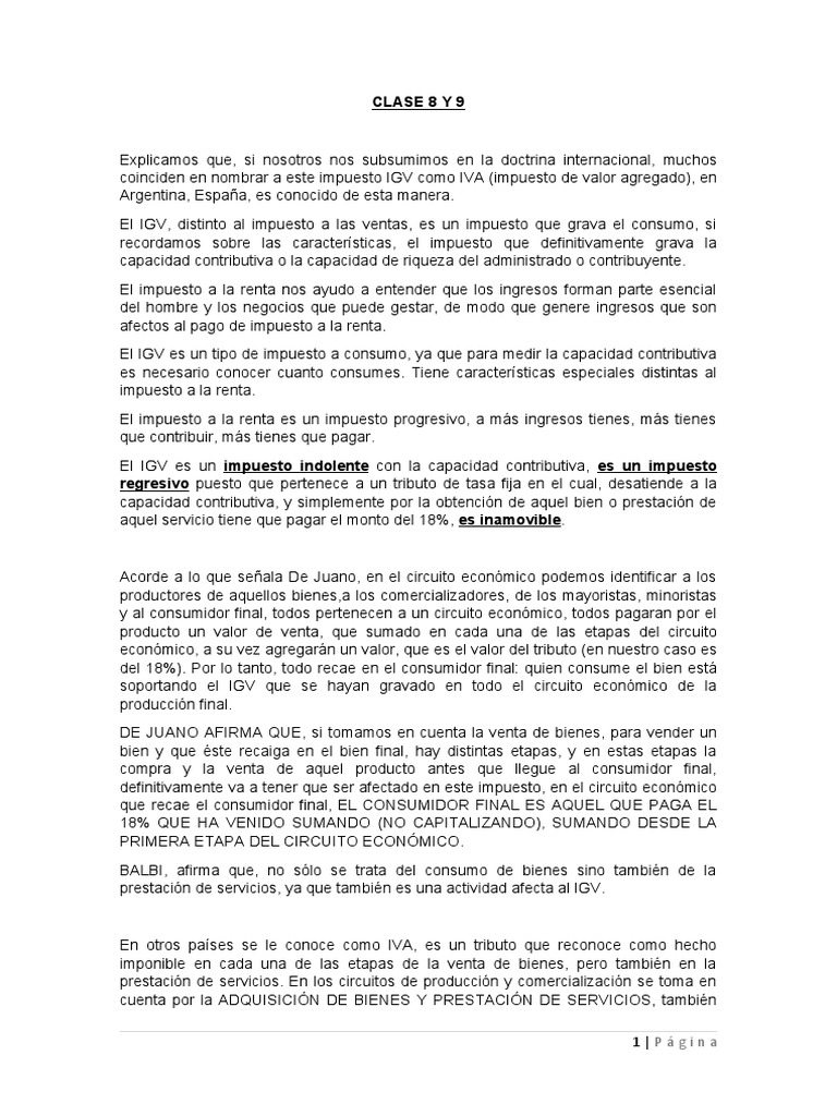 Clase Igv | PDF | Impuestos | Impuesto sobre la renta