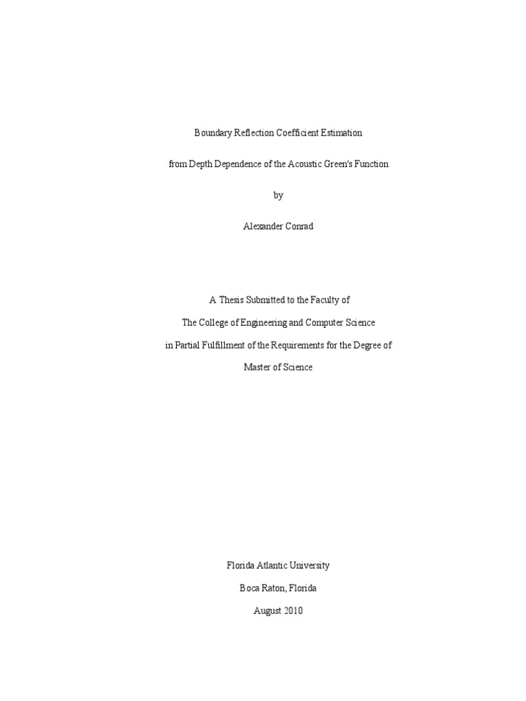 Boundary reflection coefficient estimation from depth dependence of the