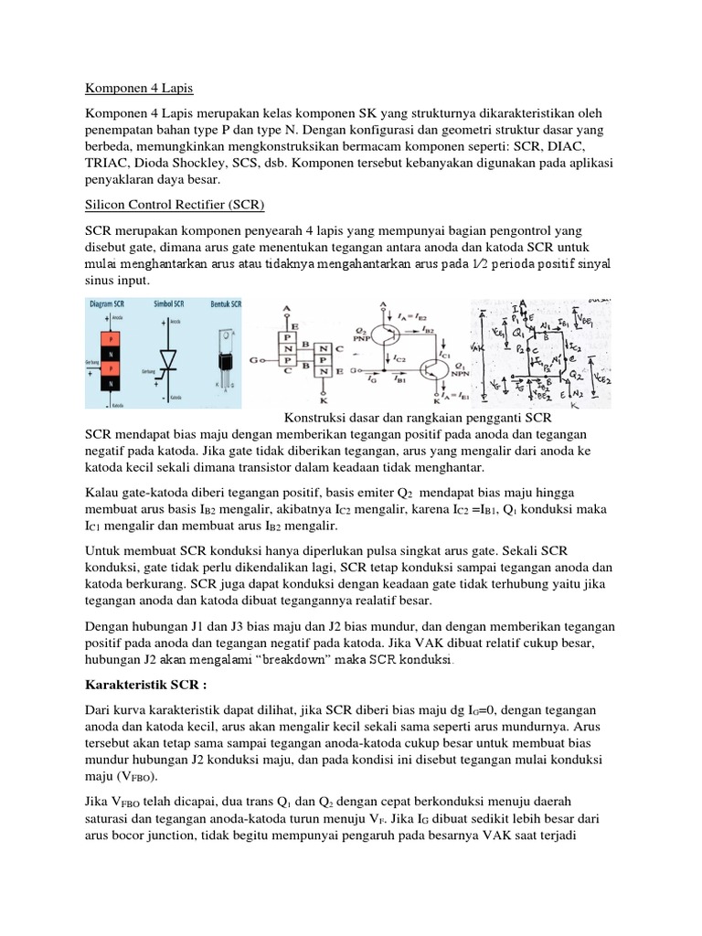 Komponen 4 Lapis: SCR, DIAC, TRIAC, Dioda | PDF | Metode & Bahan Ajar ...