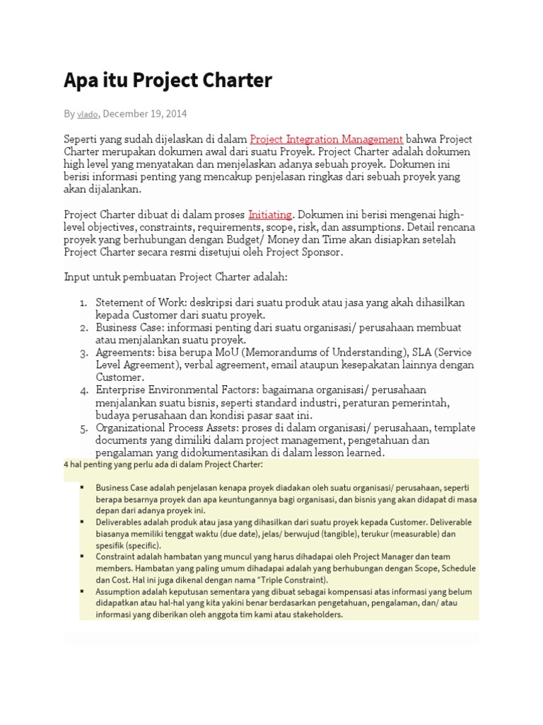Apa Itu Project Charter | PDF