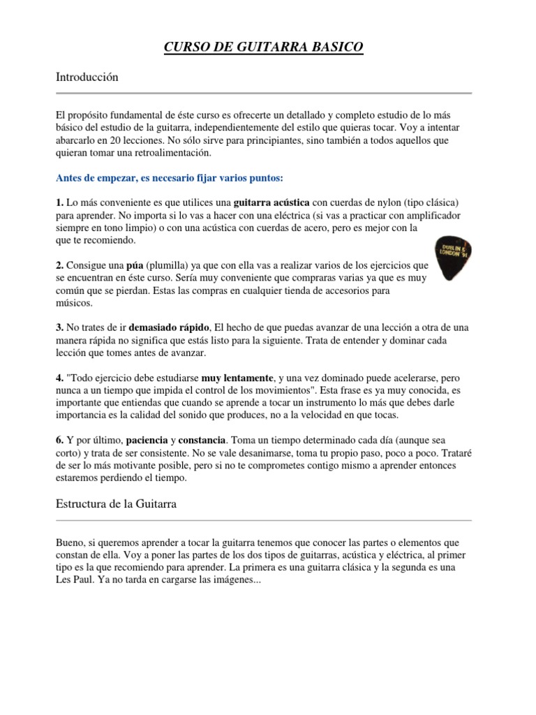 Curso Básico de Guitarra para Principiantes | PDF | Escala (música ...