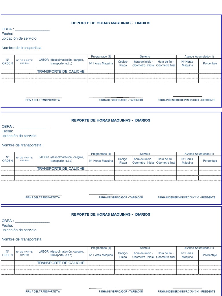 Control de Equipos Hora Maquina | PDF