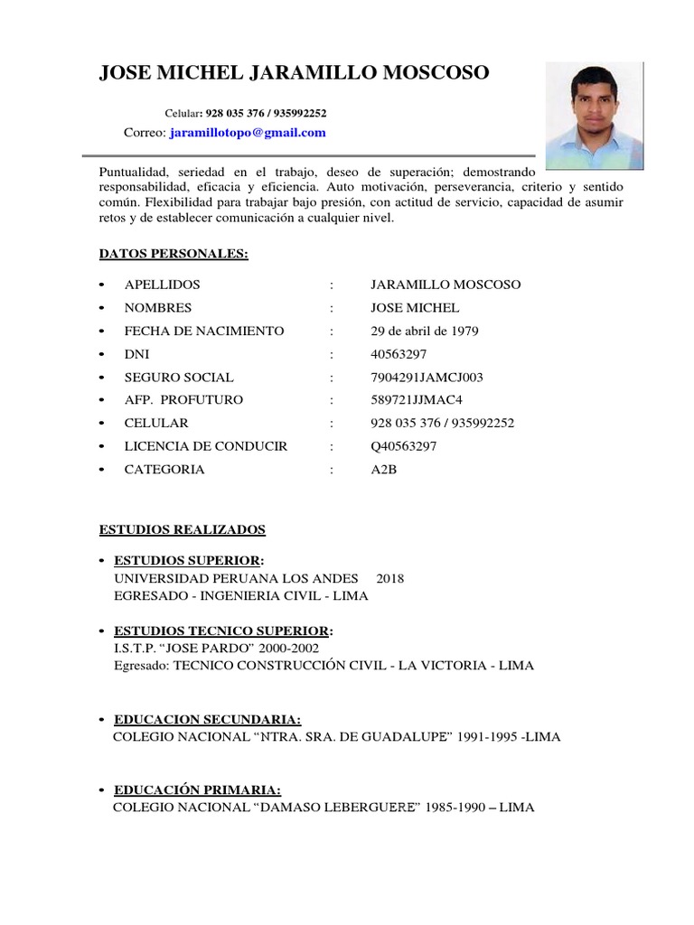CV Topografo 0623 | PDF