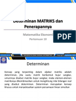 Determinan MATRIKS Dan Penerapannya: Matematika Ekonomi