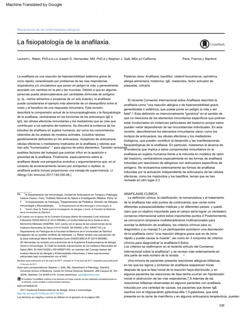 Fisiopatologìa de Anafilaxia | PDF | Alergia | Anticuerpo