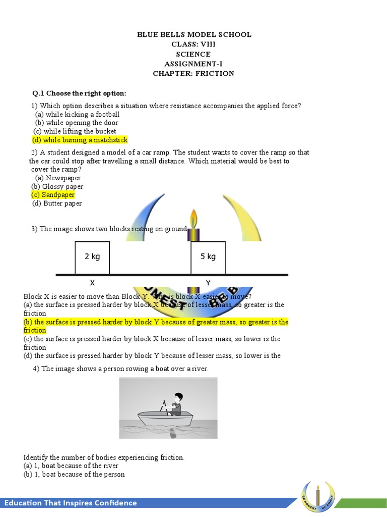 Friction Assignment 2324 Ak Pdf Friction Physical Sciences