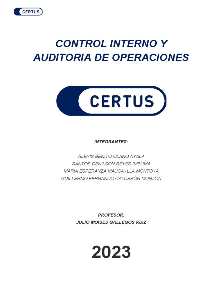 AA1 - Control Interno y Auditoría de Operaciones | PDF