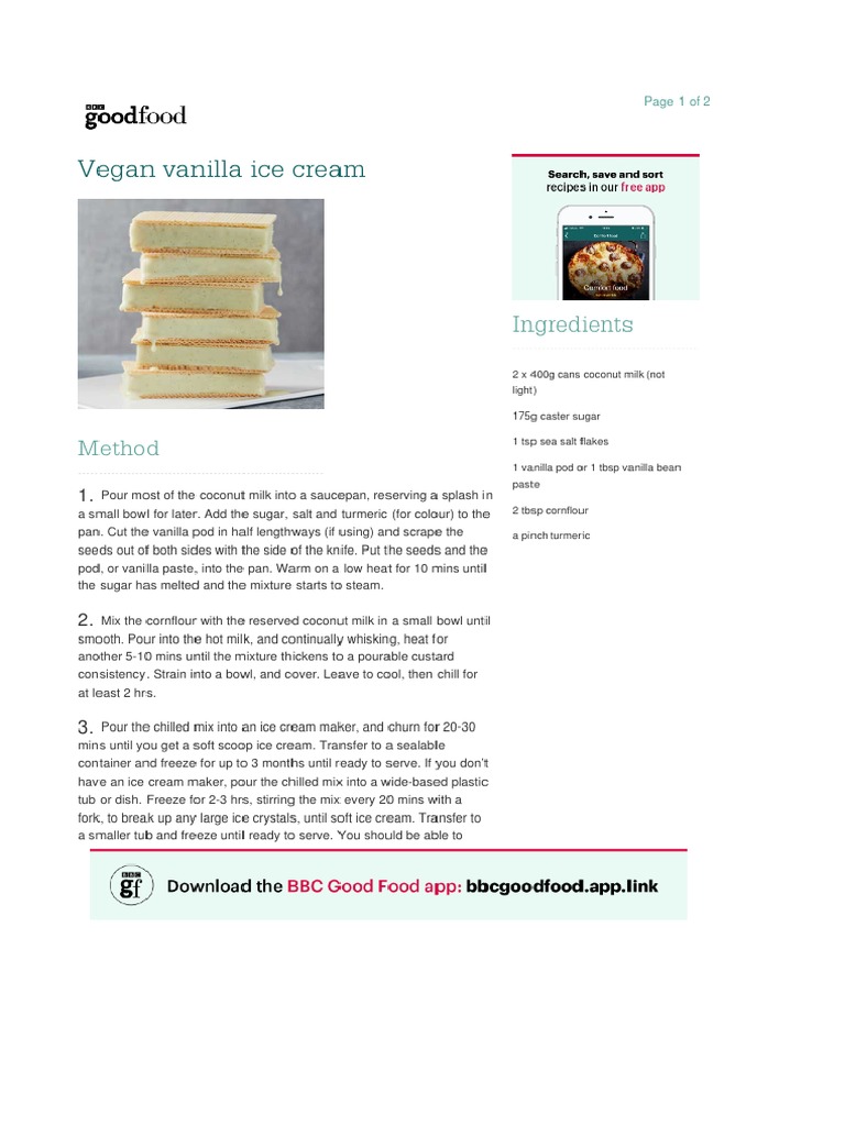 Vegan Vanilla Ice Cream Recipe BBC Good Food PDF