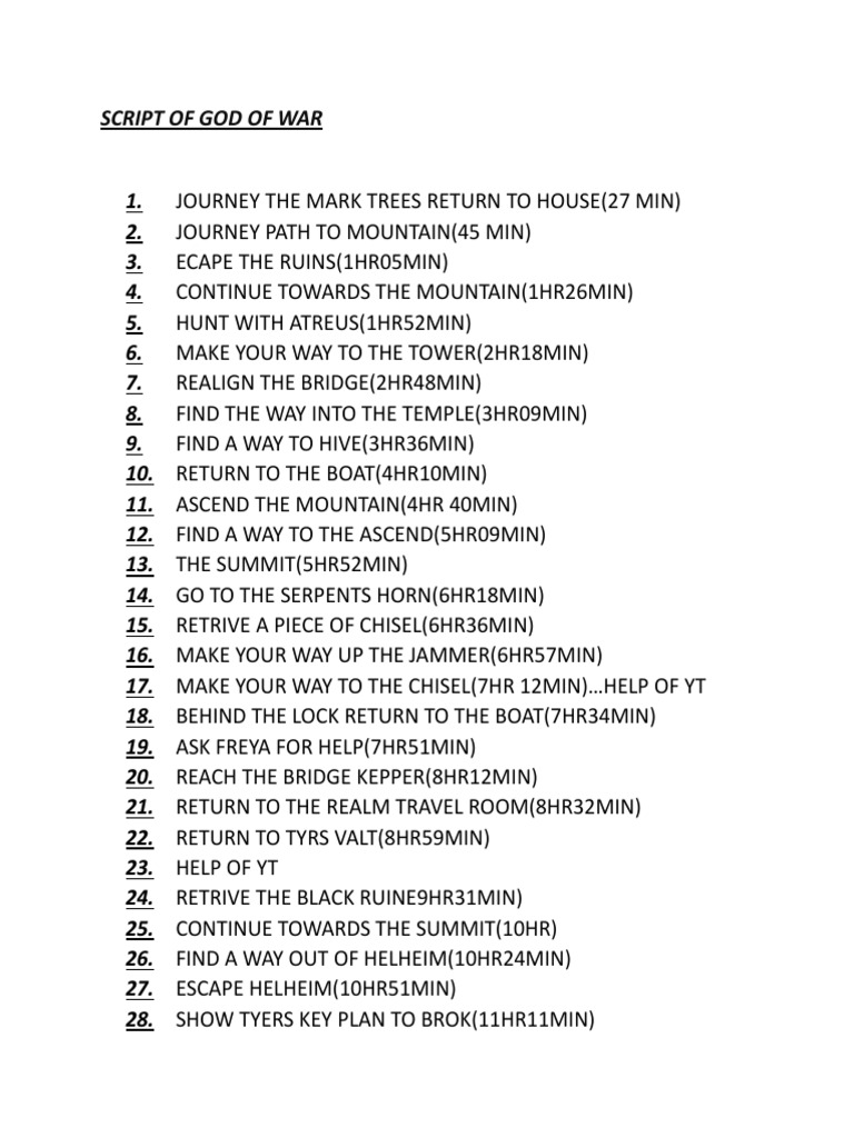Script of God of War | PDF