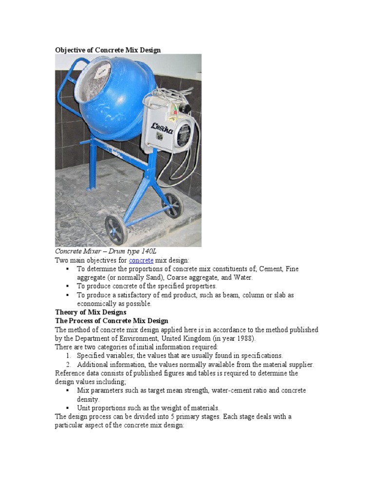 Concrete Mix Design Procedure PDF Concrete Materials