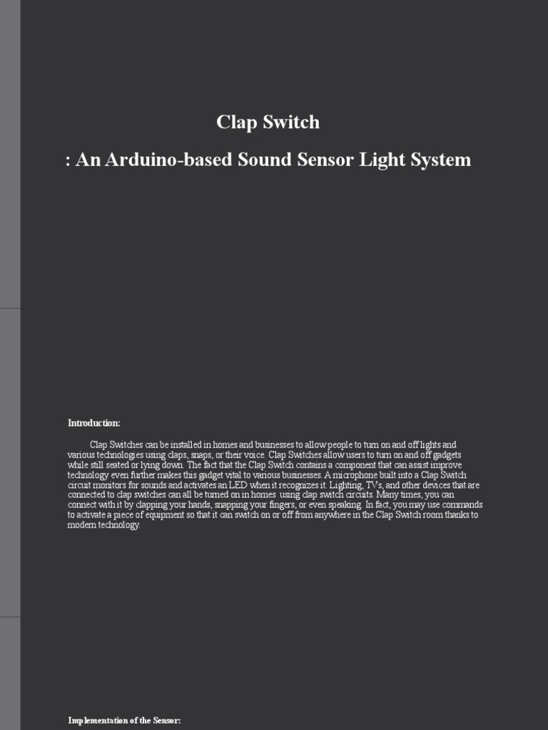 Arduino Clap Switch System Guide | PDF | Electronic Circuits | Electronics
