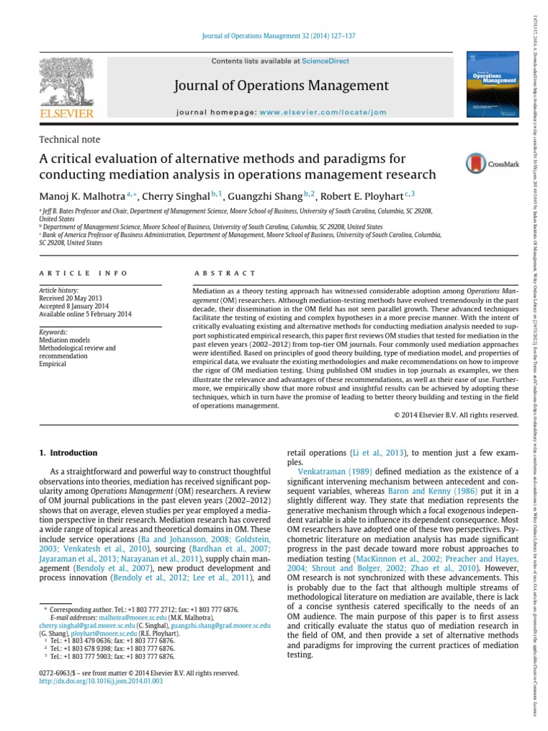 Malhotra Et Al. (2017) A Critical Evaluation of Alternative Methods