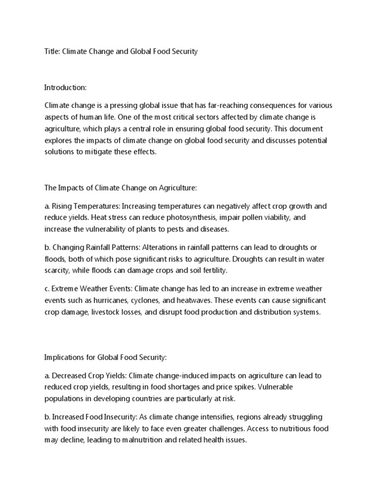 Climate Impact on Food Security | PDF | Food Security | Agriculture