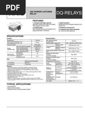 サンプル 30A Latching Relay Specifications | PDF | Relay | Inductor
