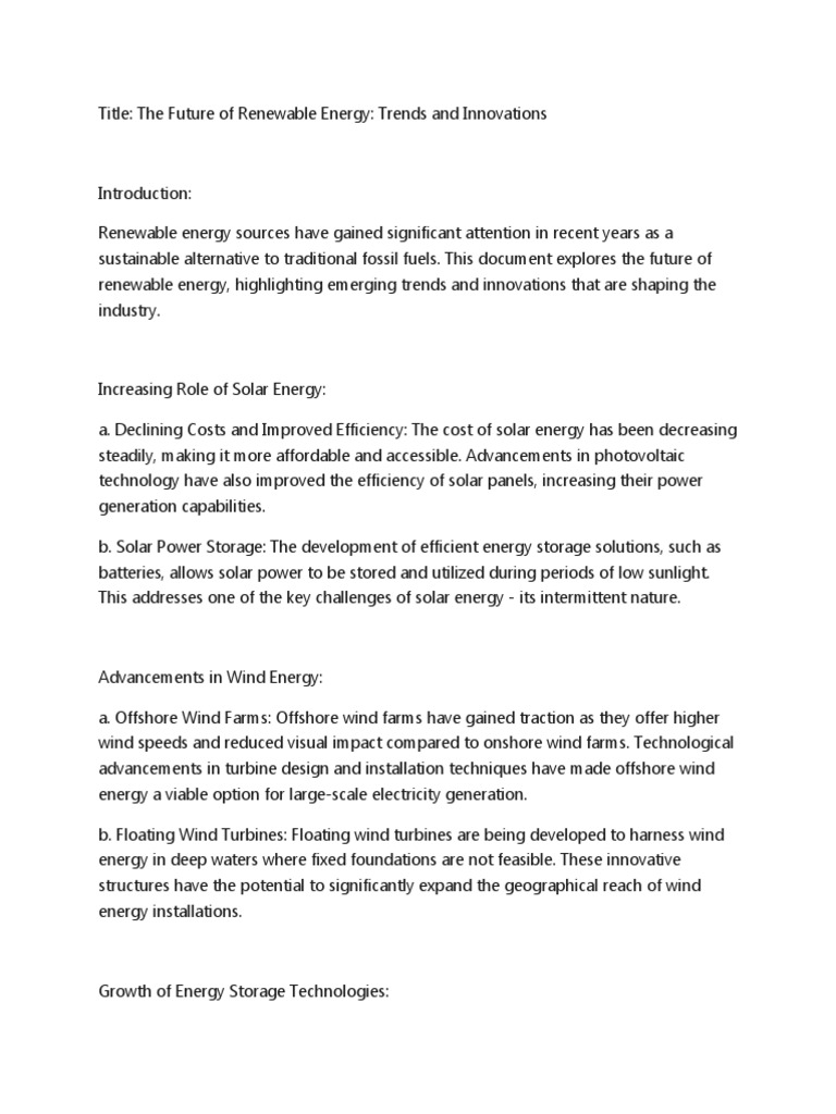 Future Trends in Renewable Energy | PDF | Wind Power | Renewable Energy