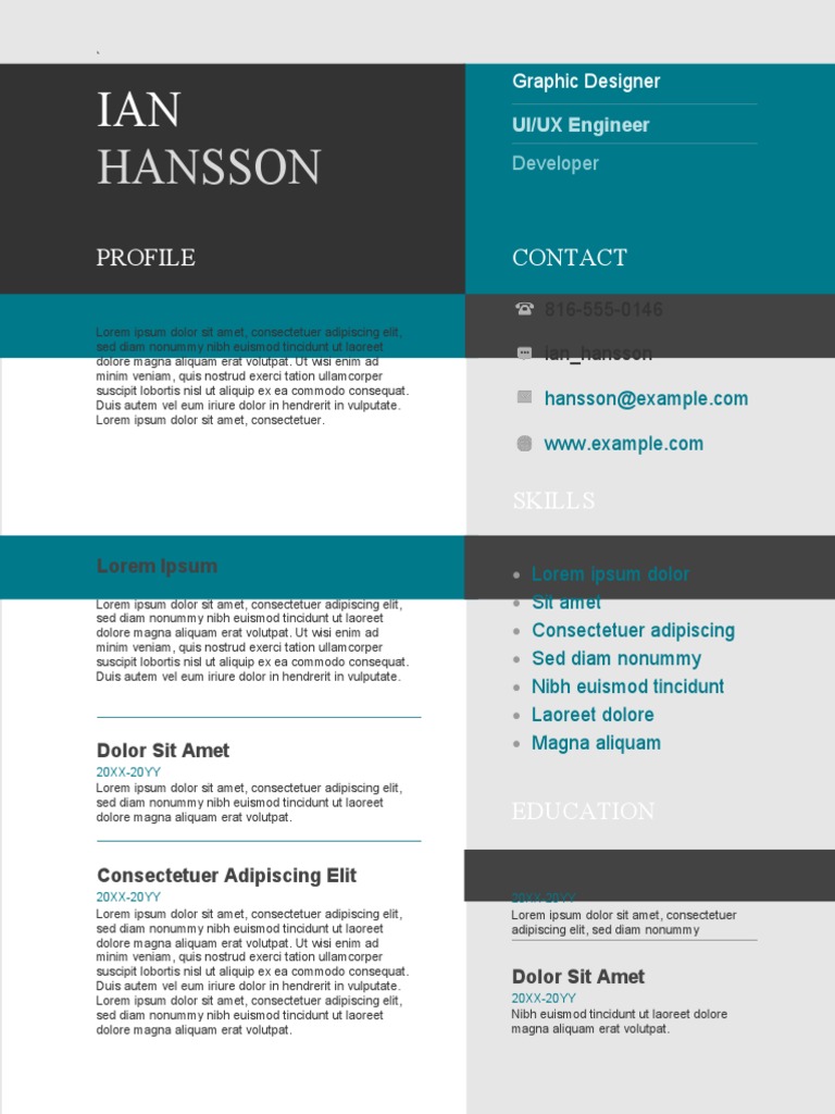 Color Block Resume PDF