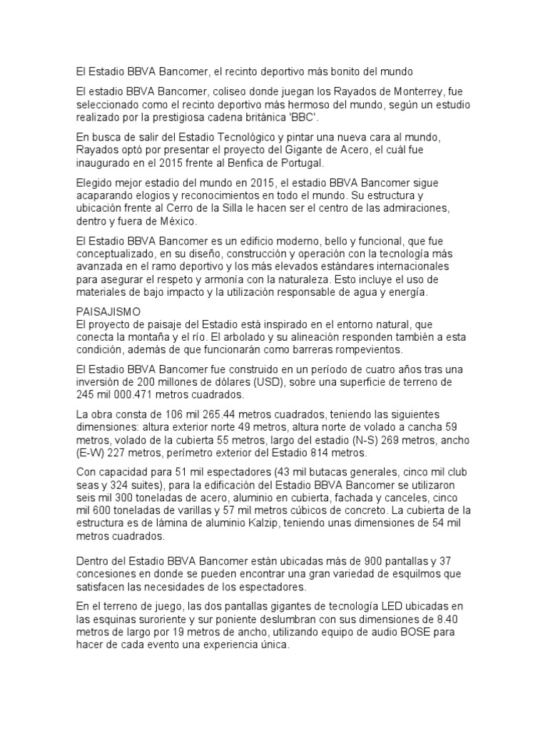 El estadio bbva bancomer pdf estadio
