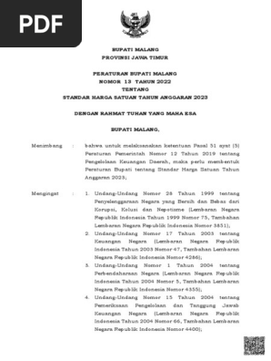 Standar Harga Satuan 2023 Malang | PDF