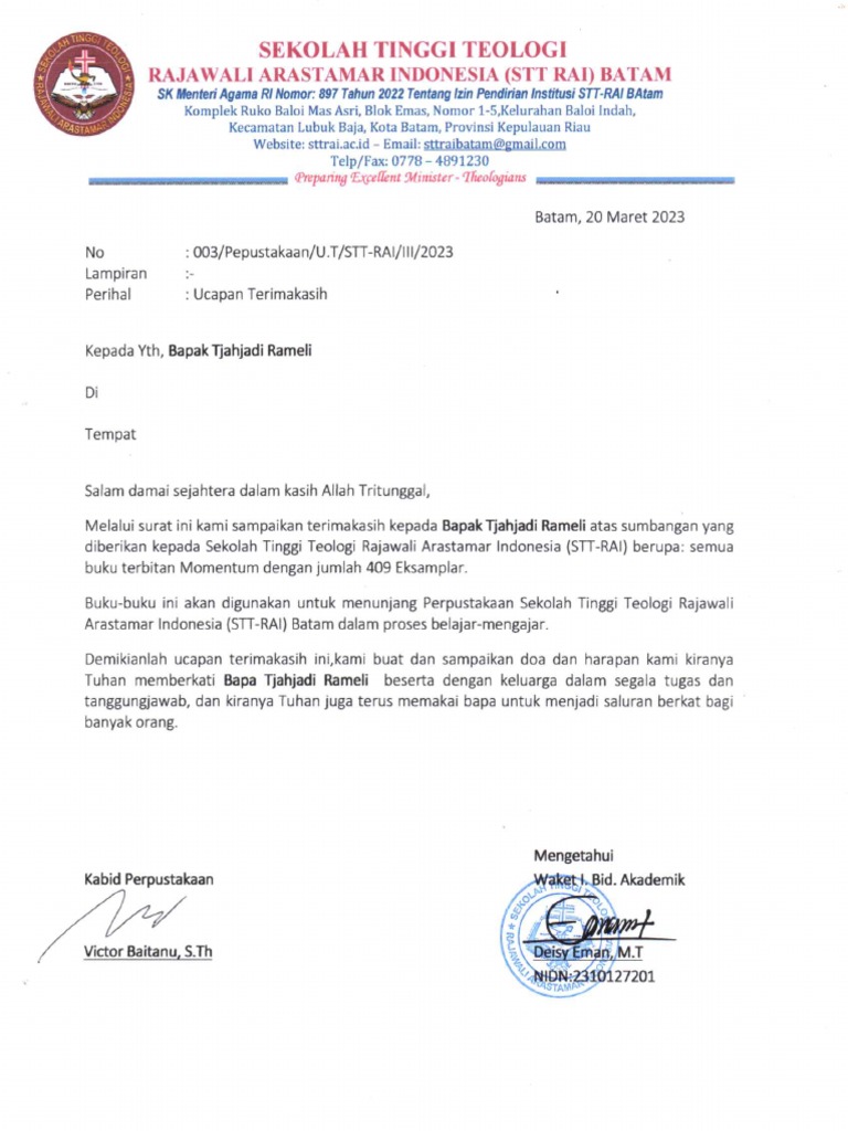 Surat Ucapan Terimakasih Pdf