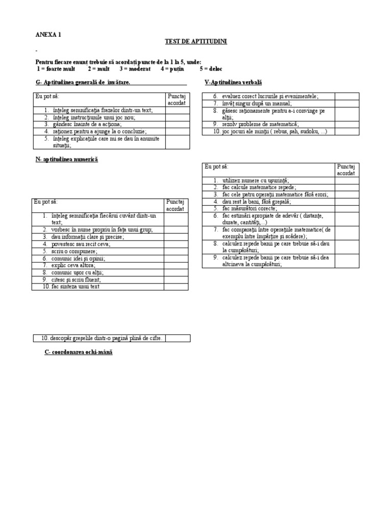 Test de Aptitudini | PDF