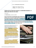 Cultura de La Remezcla (Remix) y Creatividad Amateur - El Dilema Del Derecho de Autor