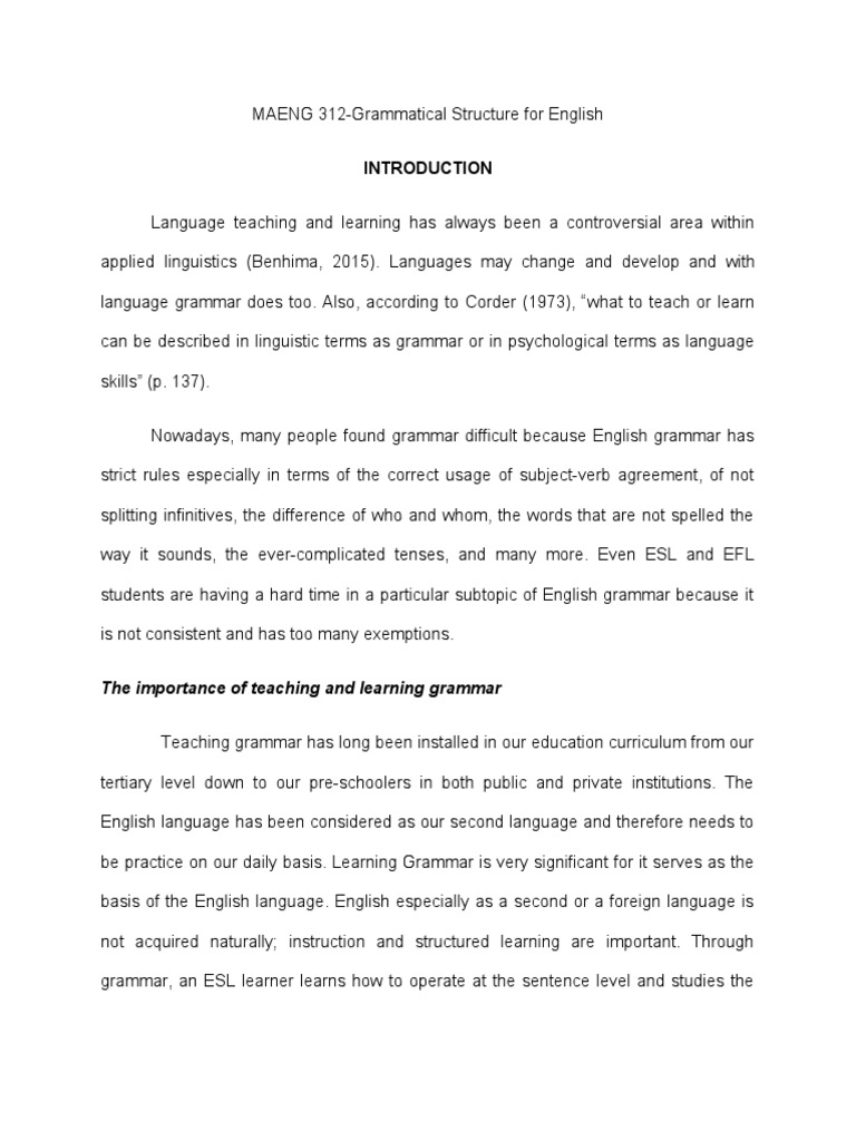 Understanding English Grammatical Structure | PDF | Language Arts ...