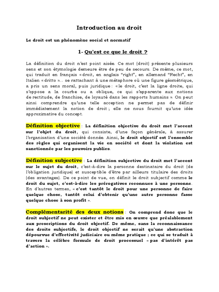 Introduction au Droit et ses Définitions | PDF | Loi | Traité