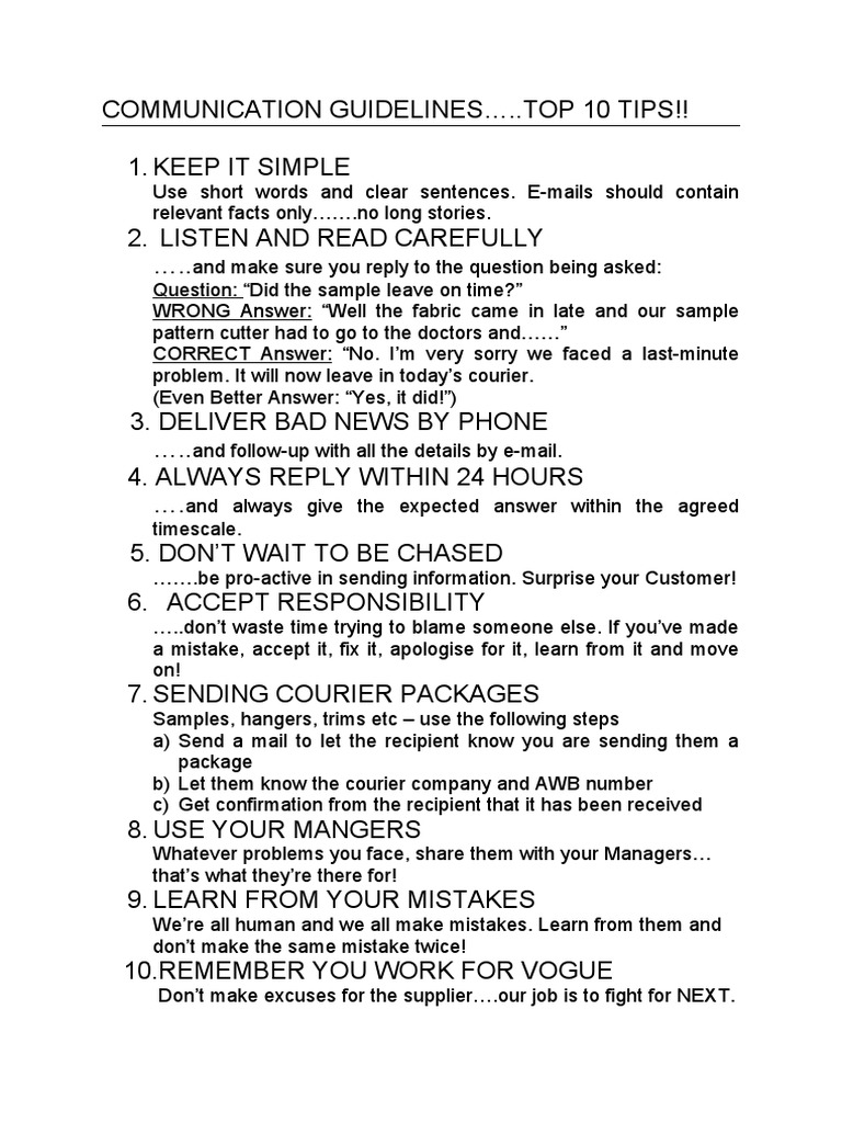 Communication Guidelines-3 | PDF