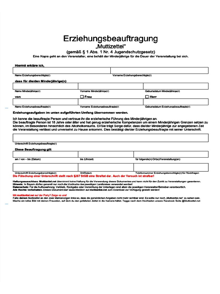 Muttizettel Vorlage | PDF