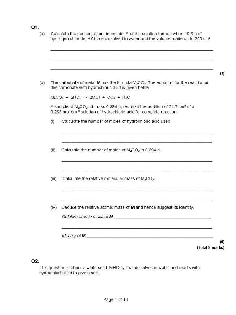 Titration Exam Practise - Without MS | PDF