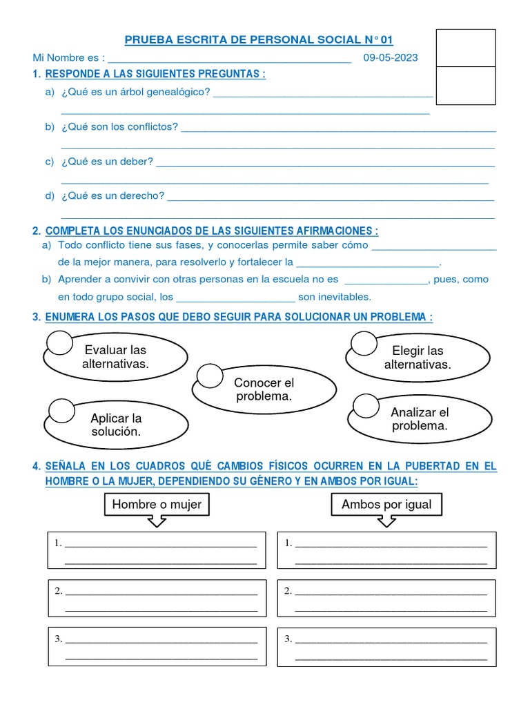 Evaluación Inicial de Personal Social 5 Años | PDF
