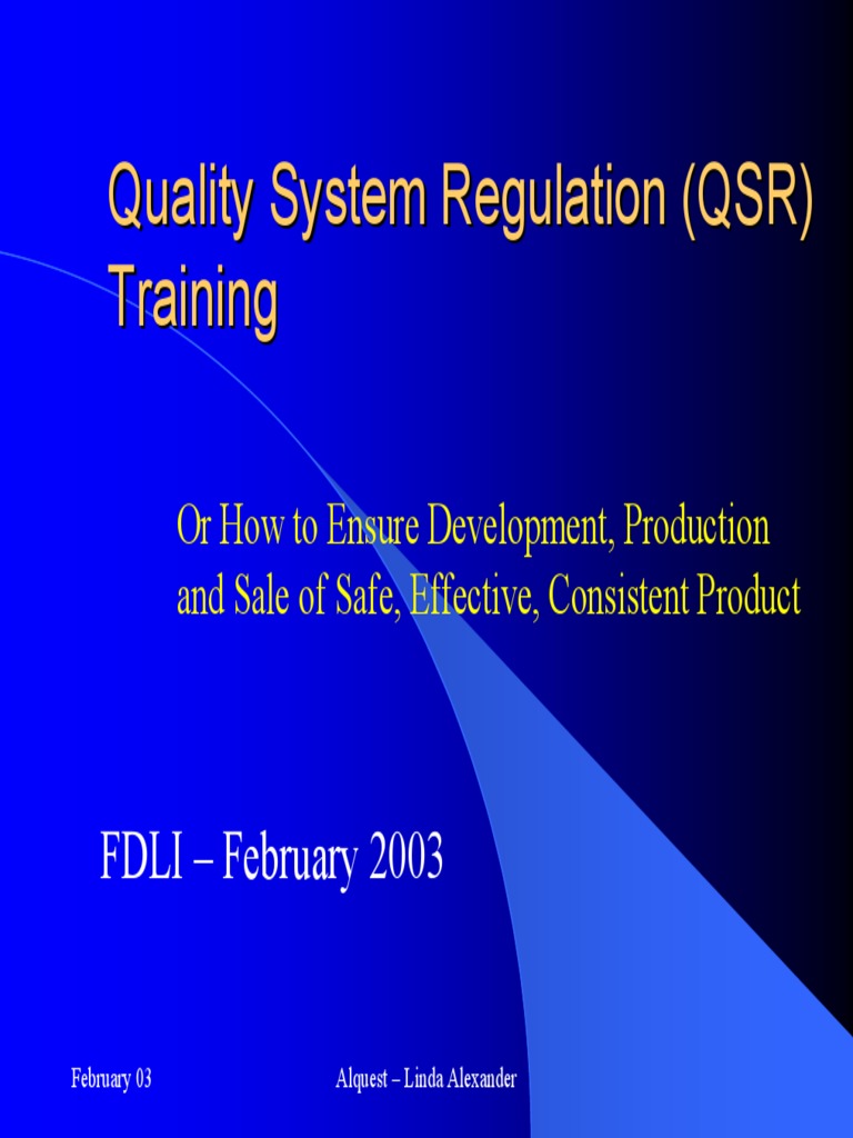QSR Training Overview for Compliance | PDF | Quality Management System ...