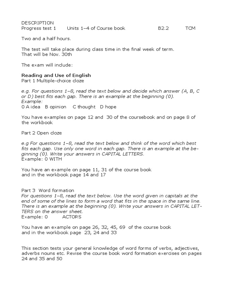 ENGLISH EXAM b2.2 | PDF