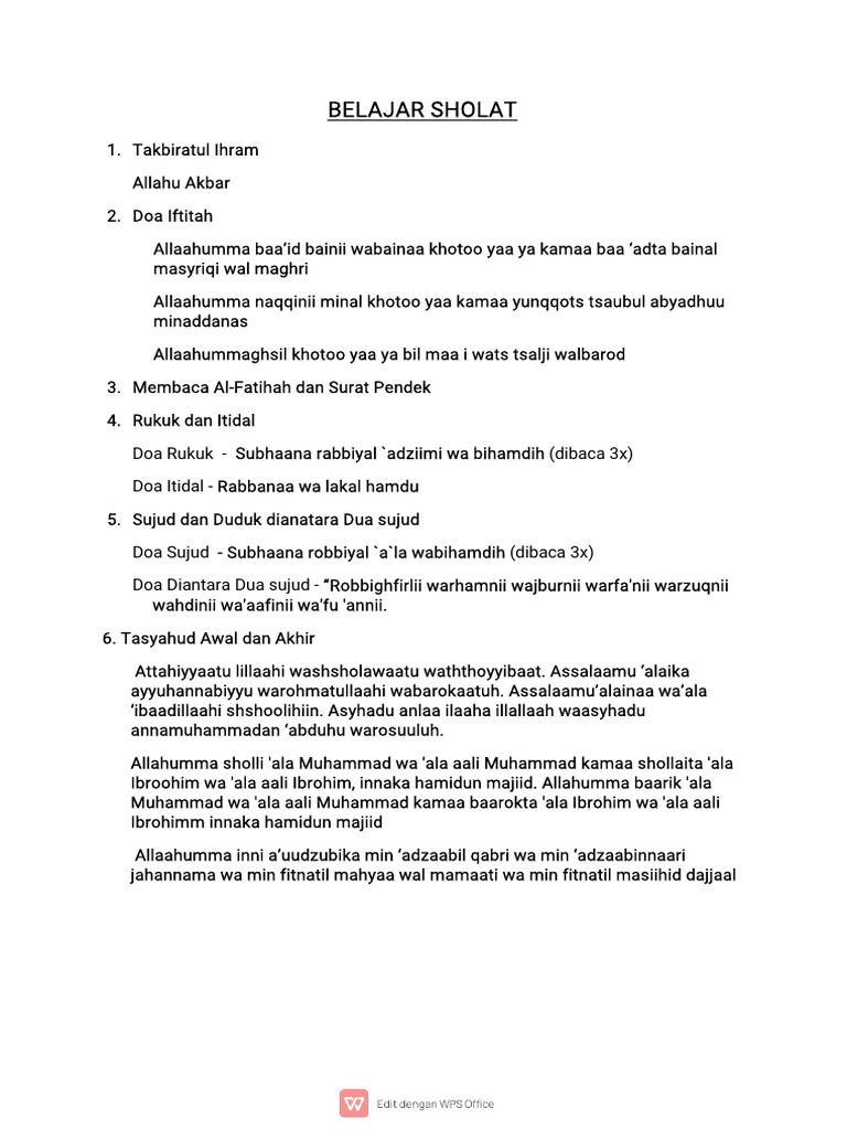 Panduan Lengkap Belajar Sholat | PDF