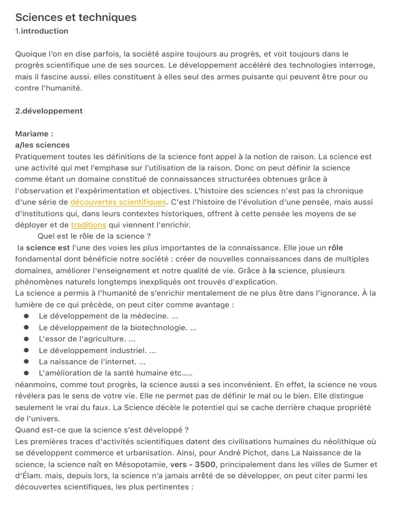 Progrès scientifique et technique : enjeux | PDF | Science | Machine