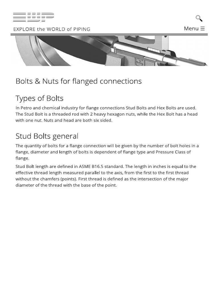 General description of Stud Bolts and Nuts for flanged connections PDF