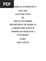 MLS 425 Chemical Pathology I Lecture Note