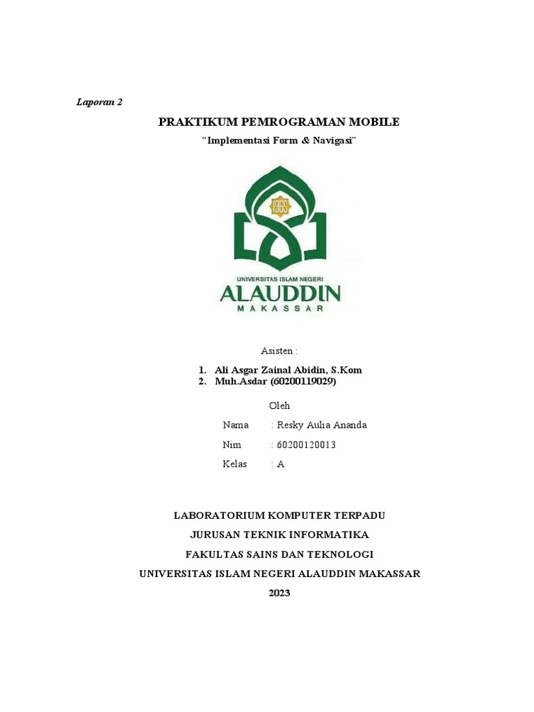 Laporan3 Prak. Pemrograman Mobile | PDF