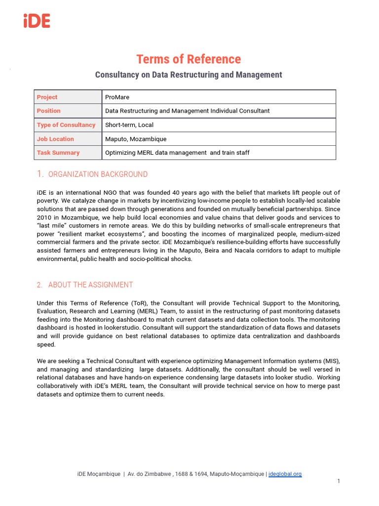ToR Consultancy On Data Restructuring and Management | PDF | Data ...