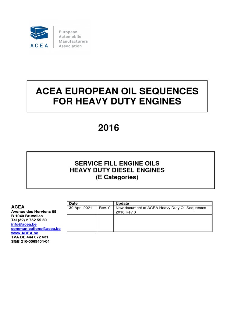 2016 ACEA Oil Sequences HeavyDuty Engines PDF